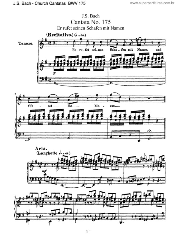 Partitura da música Cantata No. 175