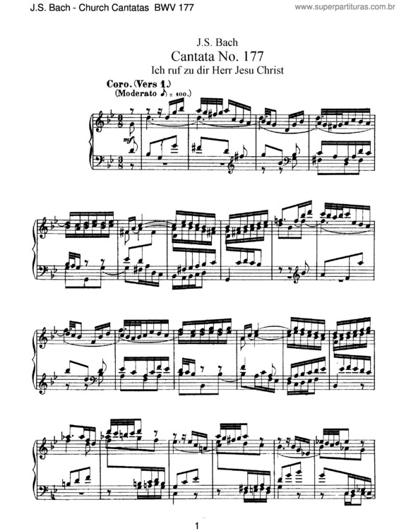 Partitura da música Cantata No. 177