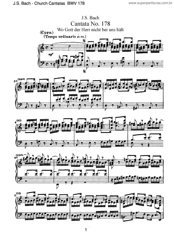 Partitura da música Cantata No. 178