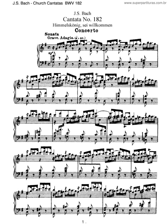 Partitura da música Cantata No. 182