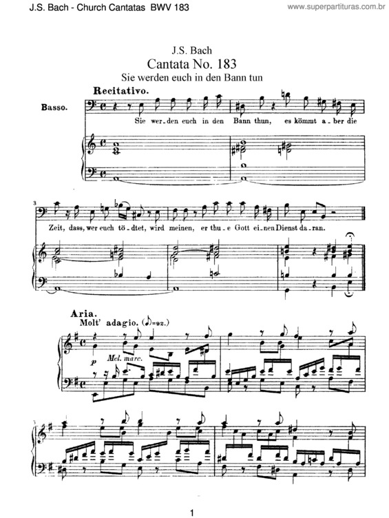 Partitura da música Cantata No. 183
