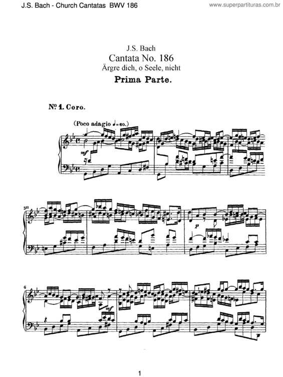 Partitura da música Cantata No. 186