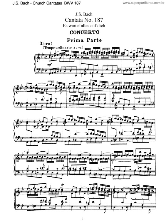 Partitura da música Cantata No. 187
