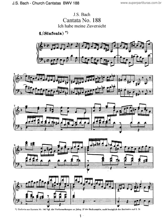 Partitura da música Cantata No. 188