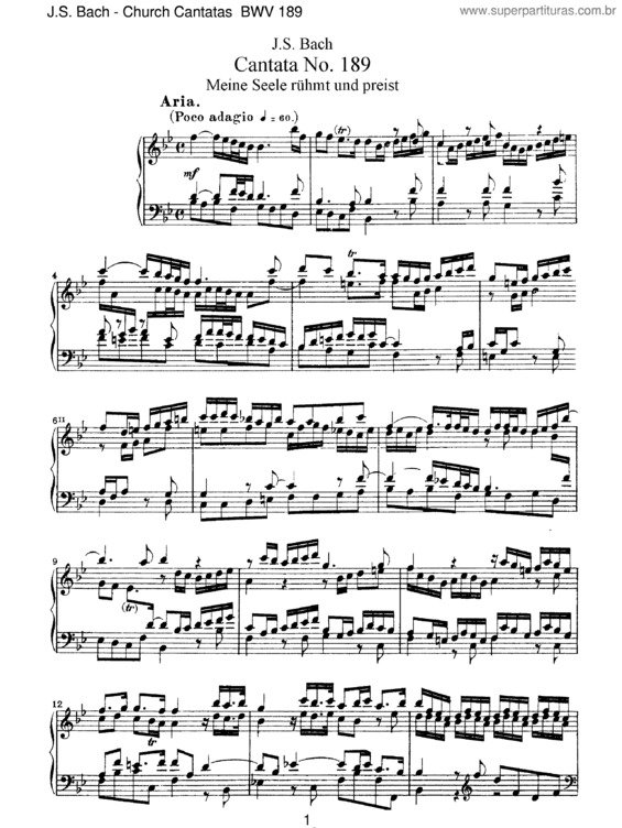 Partitura da música Cantata No. 189