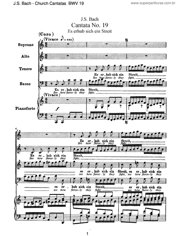 Partitura da música Cantata No. 19