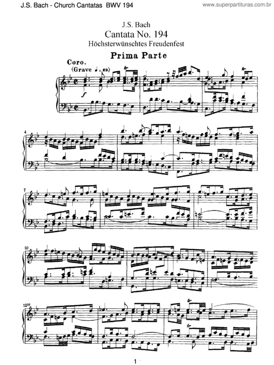 Partitura da música Cantata No. 194