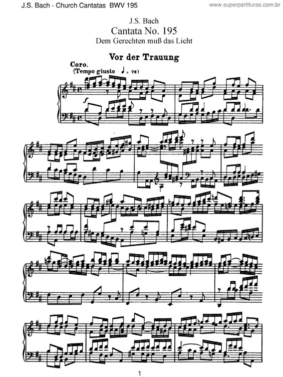 Partitura da música Cantata No. 195