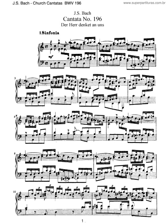 Partitura da música Cantata No. 196