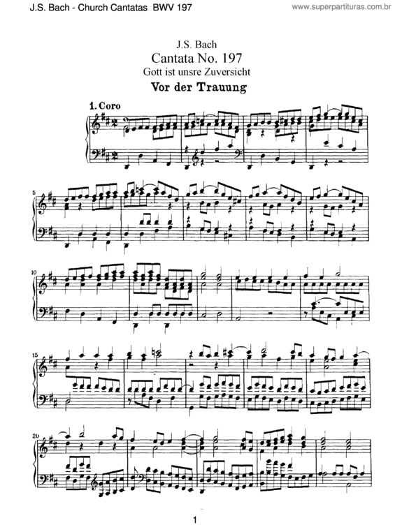 Partitura da música Cantata No. 197