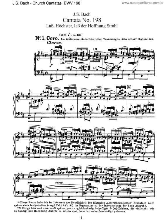 Partitura da música Cantata No. 198