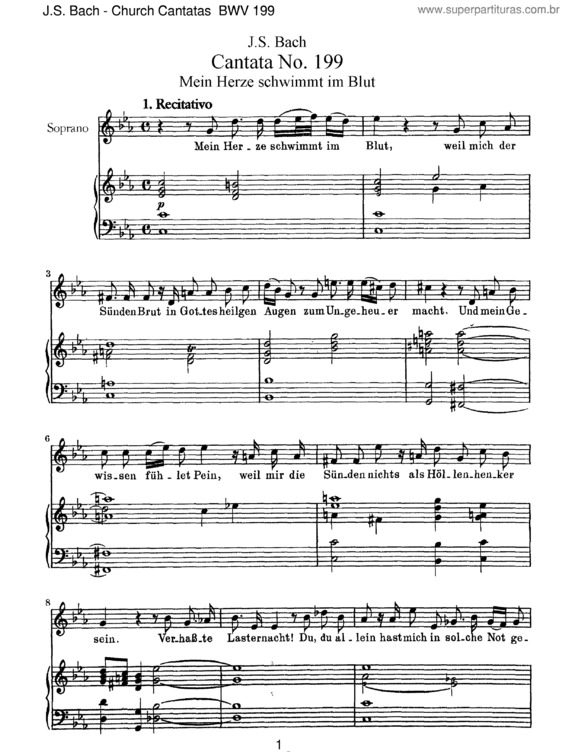 Partitura da música Cantata No. 199
