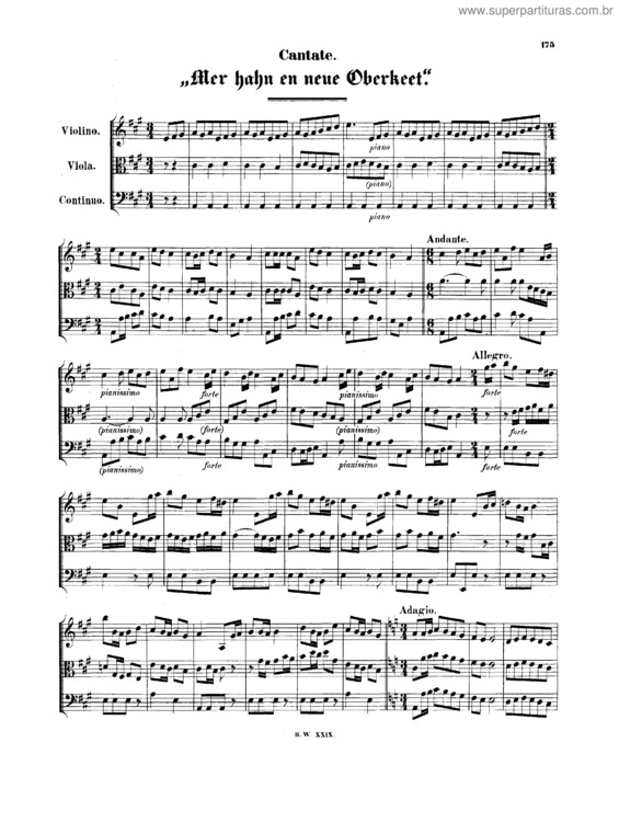 Partitura da música Cantata No. 212
