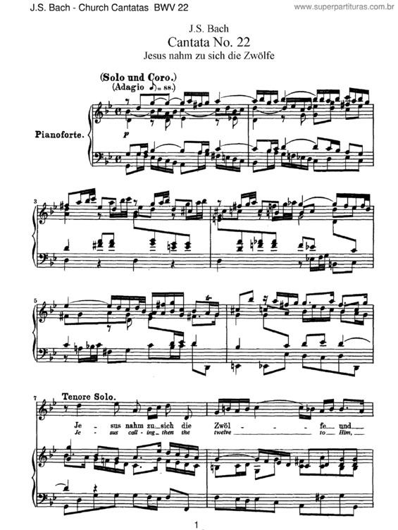 Partitura da música Cantata No. 22