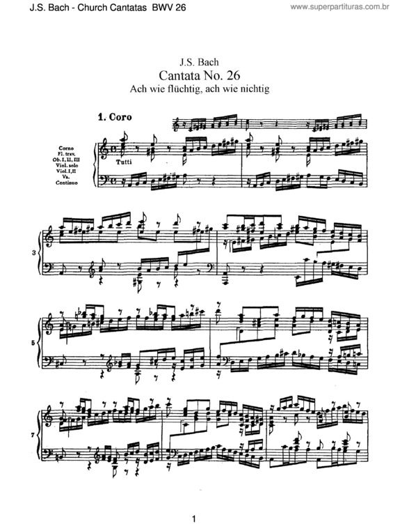 Partitura da música Cantata No. 26