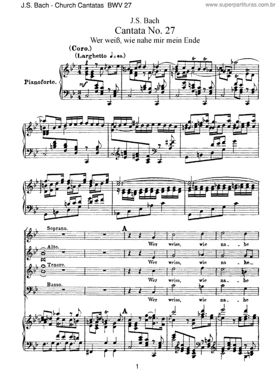 Partitura da música Cantata No. 27
