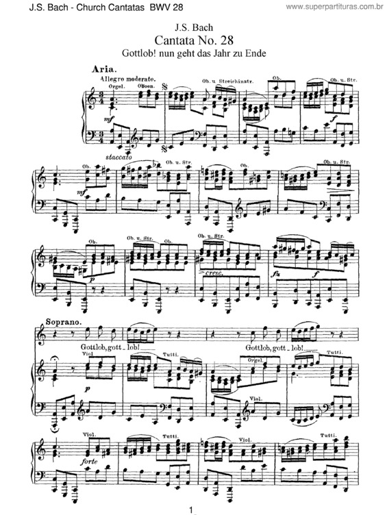 Partitura da música Cantata No. 28