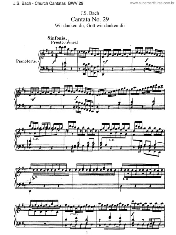 Partitura da música Cantata No. 29