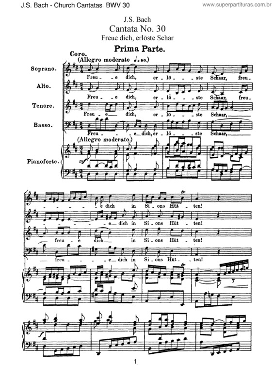 Partitura da música Cantata No. 30