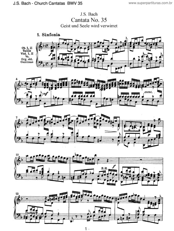 Partitura da música Cantata No. 35