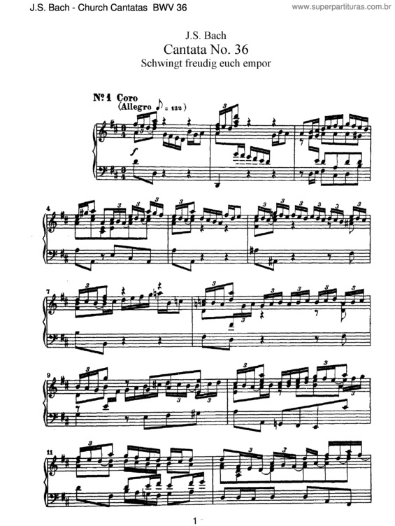 Partitura da música Cantata No. 36