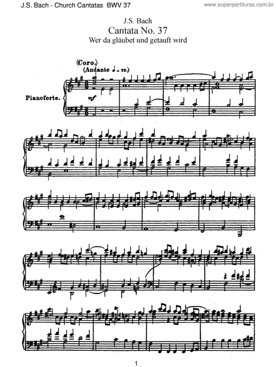 Partitura da música Cantata No. 37