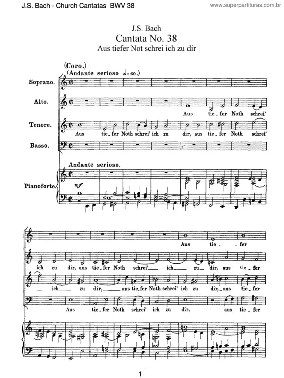 Partitura da música Cantata No. 38