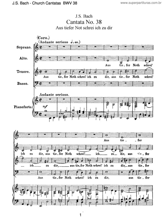 Partitura da música Cantata No. 38
