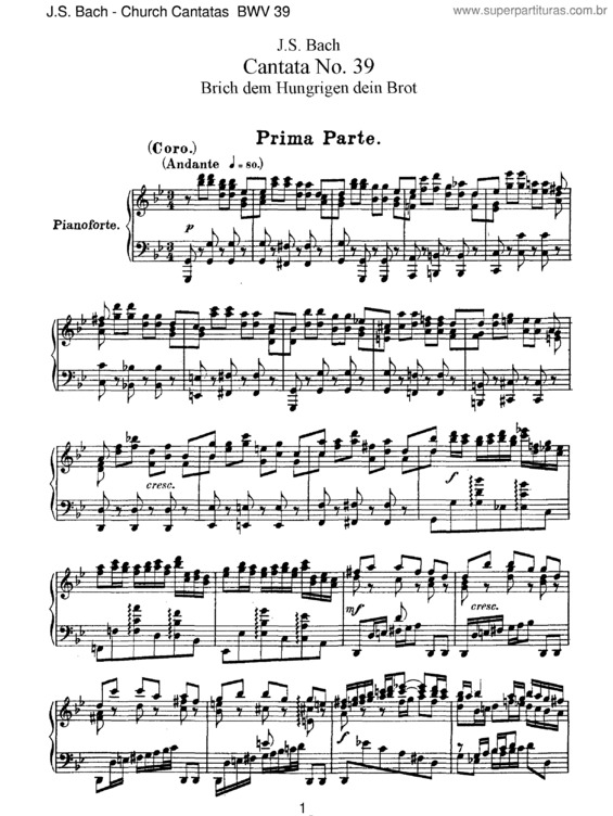 Partitura da música Cantata No. 39
