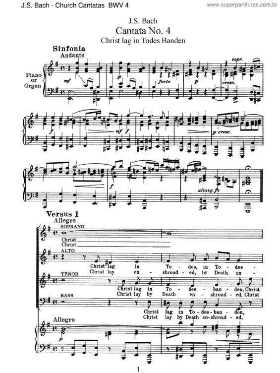 Partitura da música Cantata No. 4