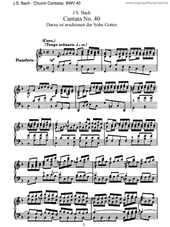 Partitura da música Cantata No. 40