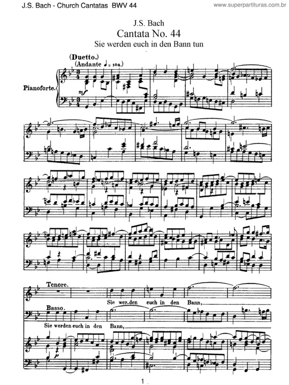 Partitura da música Cantata No. 44
