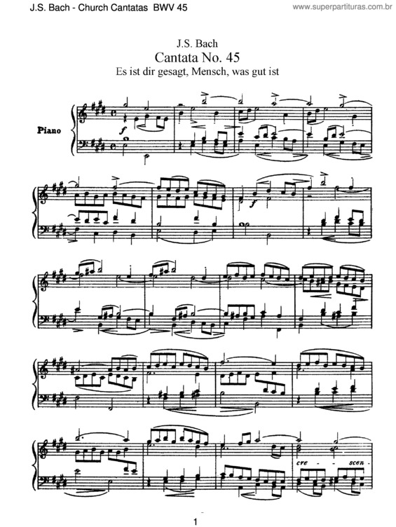 Partitura da música Cantata No. 45