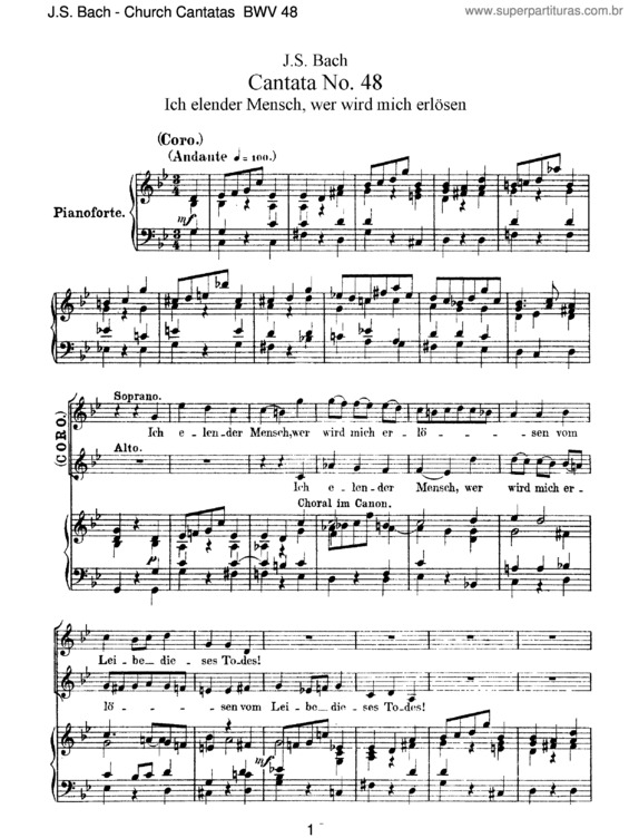 Partitura da música Cantata No. 48