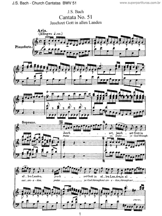Partitura da música Cantata No. 51