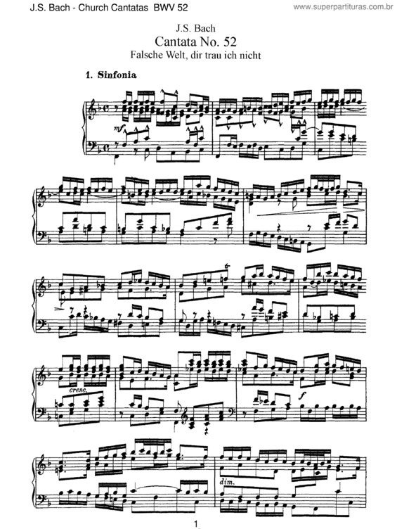 Partitura da música Cantata No. 52