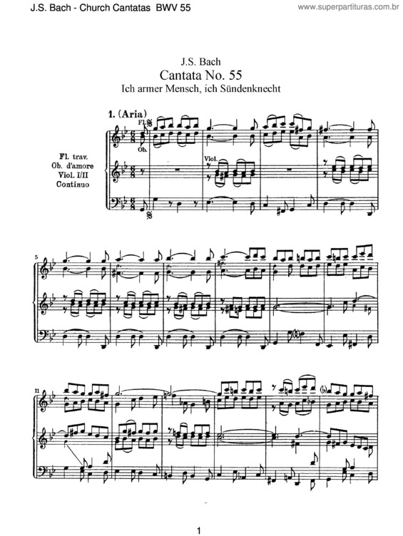 Partitura da música Cantata No. 55