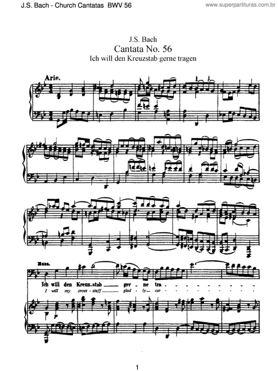 Partitura da música Cantata No. 56