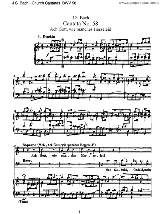 Partitura da música Cantata No. 58