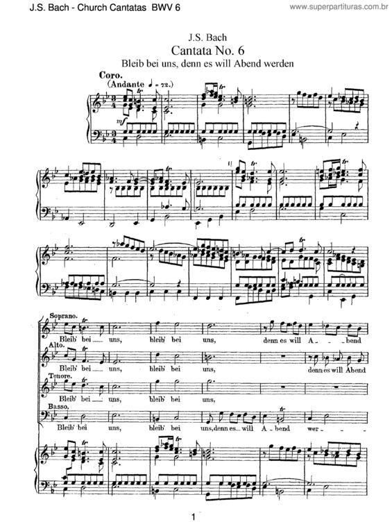 Partitura da música Cantata No. 6