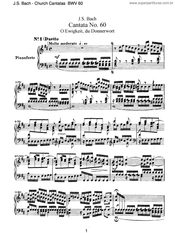 Partitura da música Cantata No. 60