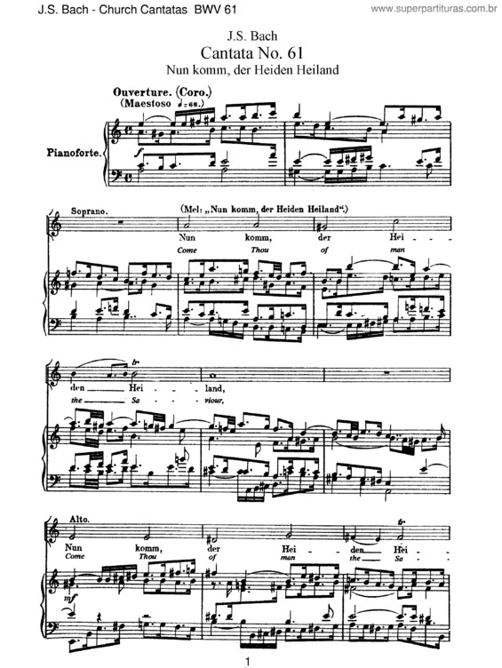 Partitura da música Cantata No. 61