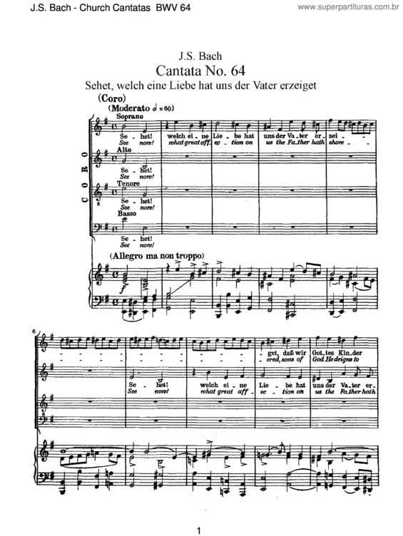 Partitura da música Cantata No. 64