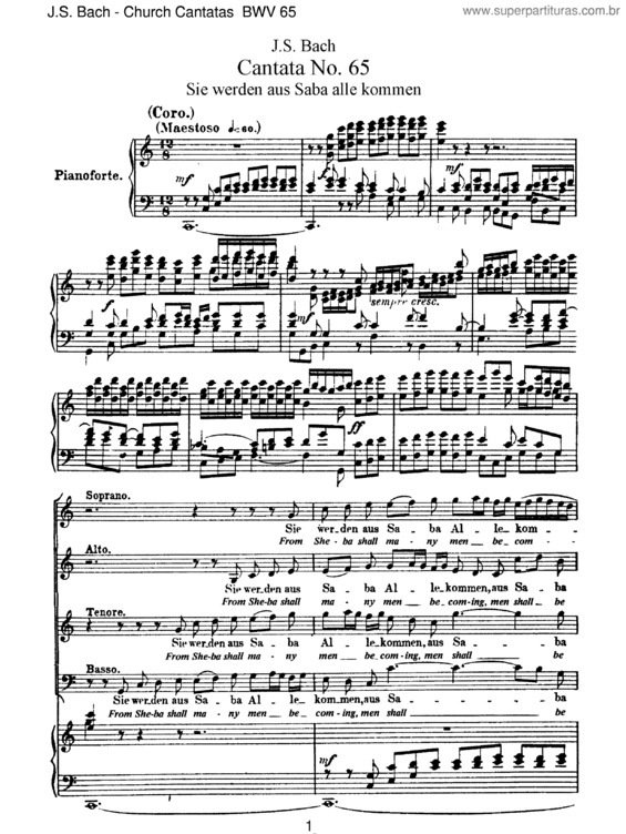 Partitura da música Cantata No. 65