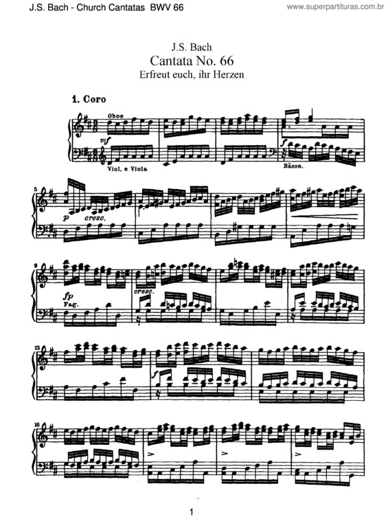 Partitura da música Cantata No. 66