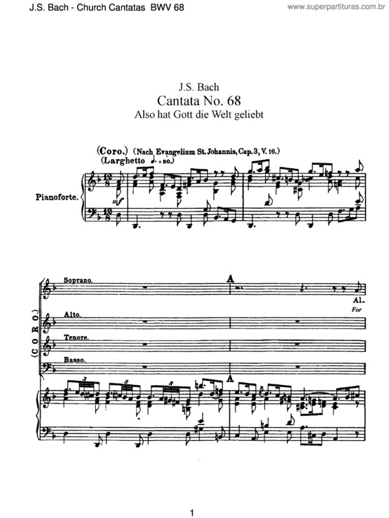 Partitura da música Cantata No. 68