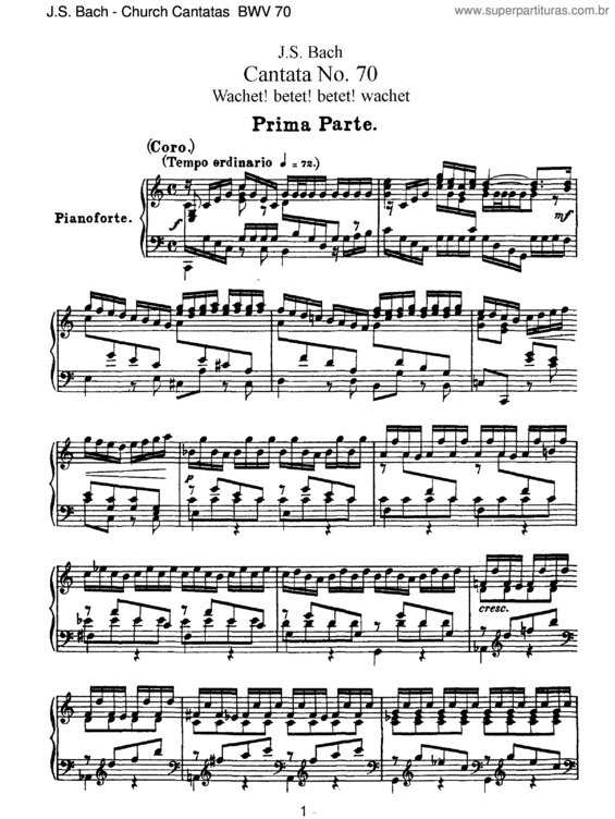 Partitura da música Cantata No. 70