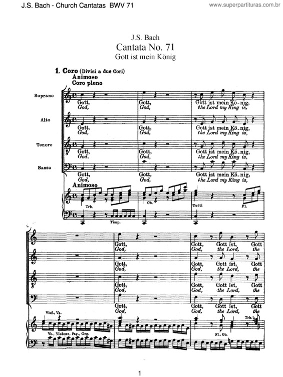 Partitura da música Cantata No. 71