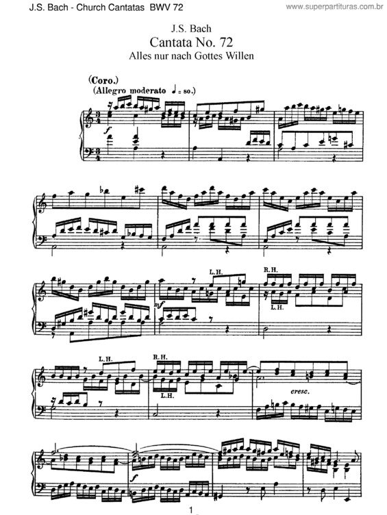Partitura da música Cantata No. 72