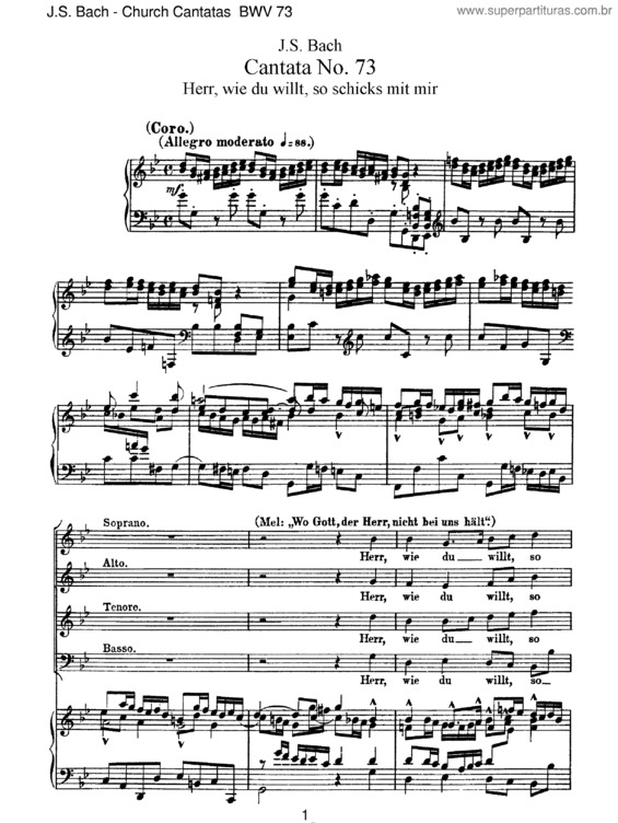 Partitura da música Cantata No. 73